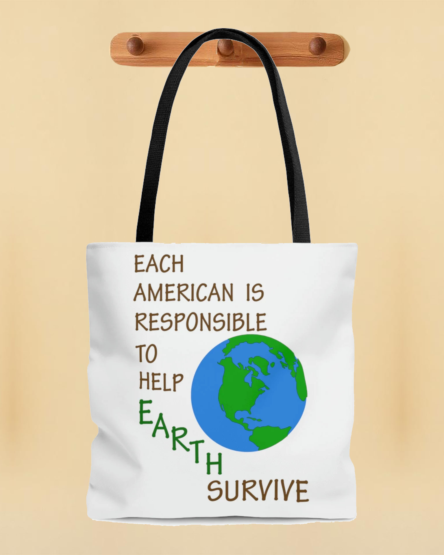Americans Save Earth Eco Systems, Environmentalist Reusable Shopping polyester Tote, No Planet B, reduce plastic
